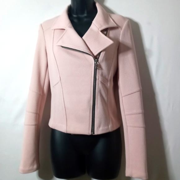 Express Pink Cropped Moto Jacket Size Small Zip Up - Picture 1 of 4